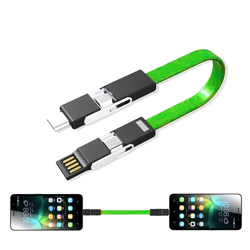 Mini tip-c IPhone kablosu 4 in1 USB şarj aleti hepsi 1 veri şarj kablosu iPhone kablosu açık taşınabilir hızlı şarj