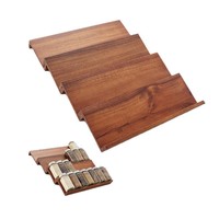 Étagère à condiments à 4 niveaux, support de rangement de cuisine, organisateur à marches, étagère à épices en bois d'acacia