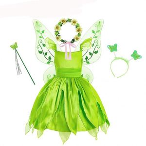 Disfraz de Elfo <span class=keywords><strong>Verde</strong></span> para Niños, <span class=keywords><strong>Precio</strong></span> de Fábrica, Disfraz de Princesa Tiana, Campanita, para Fiestas Escolares, Traje con Capa y Top - Product Image 1