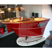 Nouvelle conception 2026 : Ensemble de meubles de bar en bois blanc et rouge, comptoir de bar en forme de bateau, décoration d'intérieur, table de bar