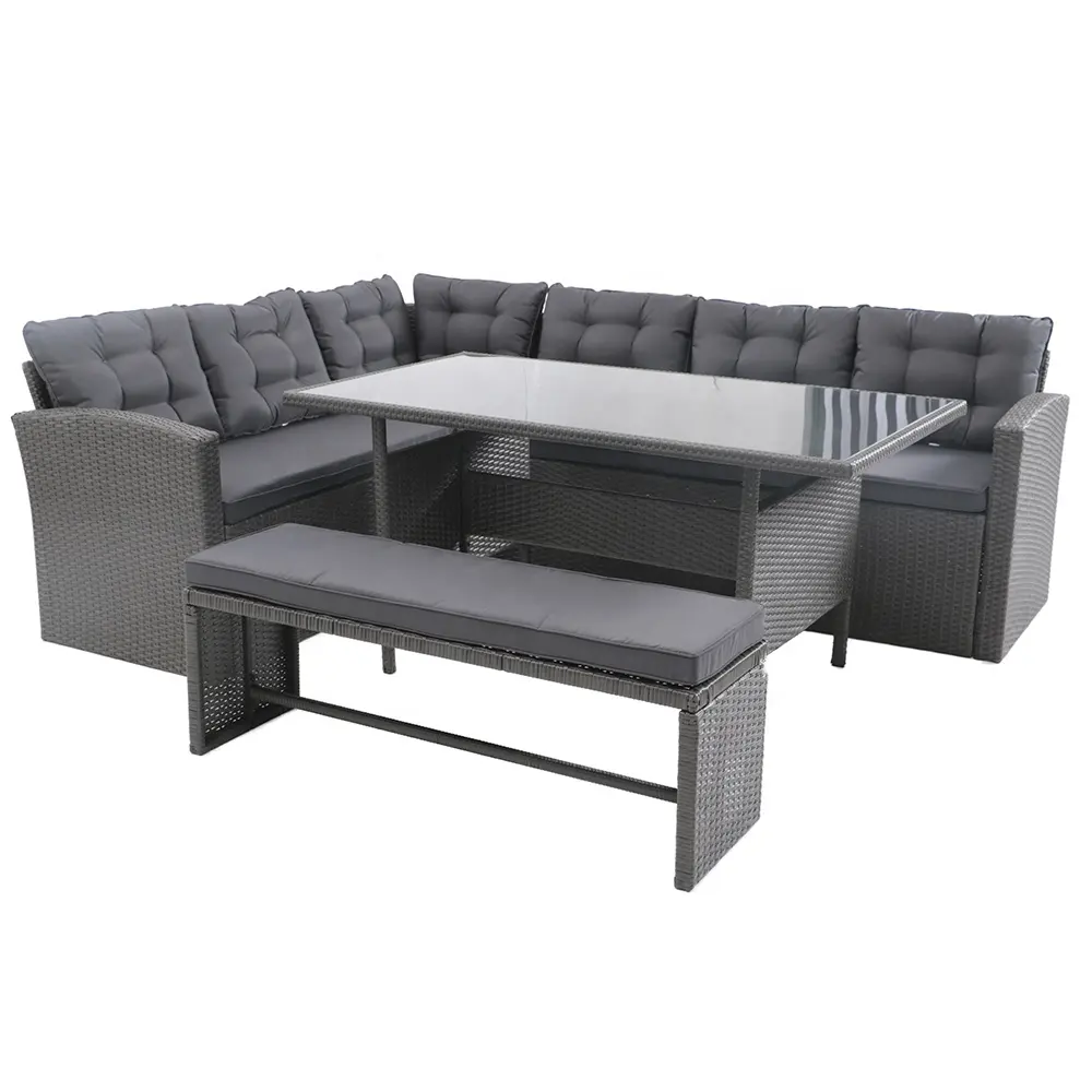 Outdoor Angolo Salotto In Rattan Set Chaise Lounge Divano Letto Imbottito Outdoor Divano Set con Cuscino