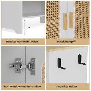 SENYU Meuble de rangement à chaussures moderne en rotin pour entrée, 6 étagères, gain de place, autoportant, mobilier de maison, dessus en bois blanc - Product Image 6