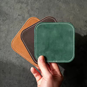 Custom Genuine Leather Coasters Luxury Coffee Costers Cup Drink Mats Leather Tea Coasters Personalized Promotional Coasters
