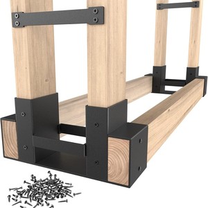 Support à bois de chauffage robuste en métal noir à 1 niveau pour cuisine et salon - Product Image 1