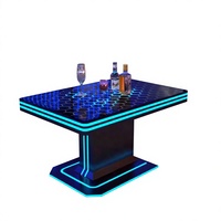 Table de bar en métal moderne pour centre commercial et restaurant avec éclairage LED, table à manger de 75 cm de haut