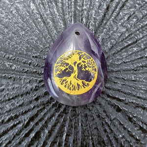 Pendentif Arbre de Vie <span class=keywords><strong>Kabbalah</strong></span> sculpté en forme de goutte d'eau, collier semi-fini en pierres précieuses - Product Image 5