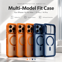 Casing Pelindung Lensa TPU+PC Tipis 2.0mm Anti-Sidik Jari Mewah untuk 16 Pro Max/15 Pro/14 Penutup Belakang Magnetik yang Dapat Disesuaikan