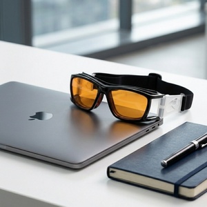 Lunettes de sécurité anti-buée à lumière bleue pour laboratoire dentaire, 100 % anti-UV400, avec sangle réglable et enveloppante - Product Image 3