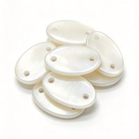 Boutons ovales à deux trous en coquille de rivière blanche, boutons plats à deux trous pour la décoration de vêtements
