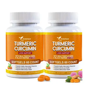 OEM 5 In 1 Milk Thistle Seed Extract Black Pepper Ginger Root Curcuminoids Turmeric Ginger Supplement Softgel Capsules