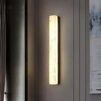Nouvelle applique murale en marbre de style chinois, construction en cuivre massif, lumière LED, design minimaliste post-moderne pour salon et chambre à coucher