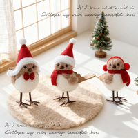 Décoration de Noël pour la maison : Adorable pendentif d'arbre de Noël en mousse et peluche de luxe, motif oiseau, ours couple fait main, écologique BINGCHI