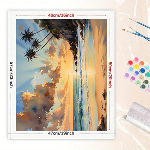 Kit de números de pintura Tropical Beach Sunset para adultos DIY palmeras <span class=keywords><strong>playa</strong></span> <span class=keywords><strong>tranquila</strong></span> 16x20 pulgadas lienzo acrílico sin marco regalos de arte - Product Image 2