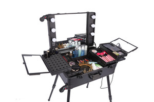 Carrito <span class=keywords><strong>de</strong></span> <span class=keywords><strong>maquillaje</strong></span> cosmético rodante profesional <span class=keywords><strong>de</strong></span> 4 <span class=keywords><strong>ruedas</strong></span> <span class=keywords><strong>de</strong></span> aluminio, <span class=keywords><strong>Maleta</strong></span>, caja <span class=keywords><strong>de</strong></span> tren <span class=keywords><strong>con</strong></span> bolsas y estuches <span class=keywords><strong>de</strong></span> cosméticos <span class=keywords><strong>de</strong></span> caramelo iluminados - Product Image 4