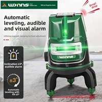 Niveau laser Weili Wynns W4608, lumière verte, 12 lignes, haute précision, lumière puissante, batterie au lithium, ligne infrarouge extérieure