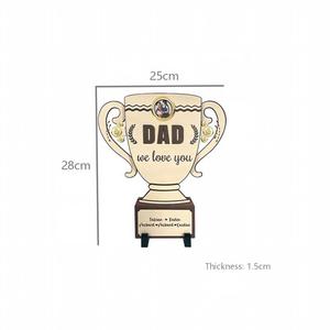 Targa Fotografica in Legno Personalizzata a Forma di Trofeo con Supporto, Incisione Testo Personalizzata, Regalo Commemorativo per la Festa del Papà - Product Image 2