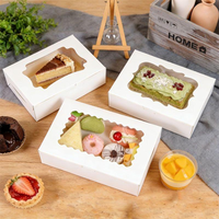 Boîtes en carton ivoire roses personnalisées, de qualité alimentaire, jetables, auto-érectables, pour gâteaux, donuts, pâtisseries et biscuits, avec fenêtre, en matériaux recyclés