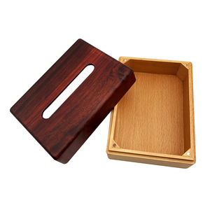 Boîte à mouchoirs en bois massif bicolore 200x150x90mm pour salon, salle de bain, voiture - Product Image 2