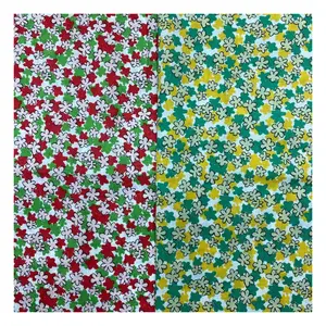 Элегантный цветочный узор красный/зеленый/желтый трехцветный принт 100% хлопок мягкая одежда тканая ткань удобная/дышащая