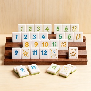 Juego <span class=keywords><strong>de</strong></span> Mahjong <span class=keywords><strong>de</strong></span> Acrílico Tallado con Detalles Dorados y Números Secuenciales, Cubo <span class=keywords><strong>de</strong></span> Rummy, Regalo Entretenido - Product Image 1