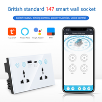 Prise murale intelligente Tuya 20A double Zigbee universelle avec panneau en verre, 2 prises USB Type C, normes EU/US/UK, type 147