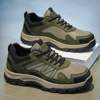 Chaussures de randonnée d'été pour hommes à lacets, doublure en maille respirante, anti-odeur, tendance mode, tige en PU, semelle extérieure en caoutchouc antidérapante et durable
