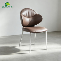 Ensemble table et chaises de salle à manger moderne, plateau en terrazzo avec bord en aluminium, base de table en fer, chaises de salle à manger en cuir PVC, bistro, hôtel