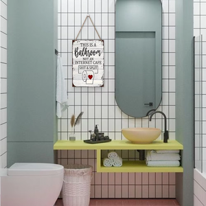 Rustic Wooden Hanging Door Plaque <strong>Funny</strong> <strong>Bathroom</strong> Sign for Home Restroom Bedroom Farmhouse Entryway Gift Featuring Still Life - Product Image 4