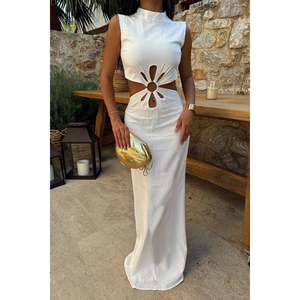 Vestido de Novia de Encaje Blanco con Detalle de Anillo, Vestido de Baile Largo, Estilo Sirena, Cola de Capilla Alta, Materiales Personalizables para Bodas y Fiestas Nupciales - Product Image 5