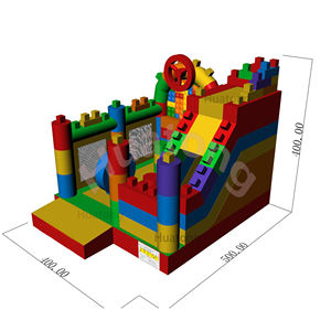 Château gonflable en PVC coloré personnalisé, château gonflable avec toboggan, combinaison de blocs de construction, château gonflable pour enfants - Product Image 3