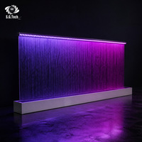 Fontaine murale numérique Water Crown avec rideau d'eau, LED RGB, motifs ondulés et de bandes, écran d'eau mural intérieur pour hall d'entrée et salle d'exposition