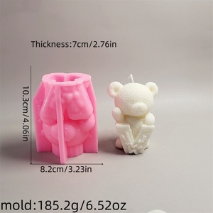 Moule en silicone ours pour bougie en résine Saint-Valentin, moule à bougie parfumée pour décoration intérieure - Product Image 6
