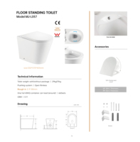 Ensemble WC Bidet Femme Moderne Série L057 Monobloc en Céramique à Siphon en P, Sans Bride, Double Chasse, à Poser au Sol