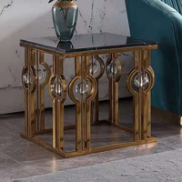 Table basse moderne en acier doré et marbre, Design créatif de bonne qualité, table ronde et populaire pour salon, livraison gratuite