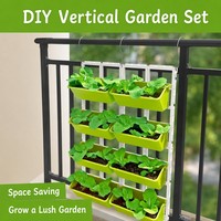 Kit de Jardinière Murale Modulaire Verticale pour Balcon, Pot de Fleurs Suspendu pour Jardinage de Légumes et Fraises