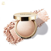Palette de poudre de maquillage illuminatrice longue durée imperméable à l'eau, label privé de cosmétiques en gros personnalisé, pigment élevé pour le visage, simple