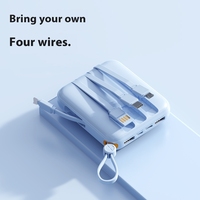 Power Bank Mini portabel QC3.0, Power Bank Mini portabel 10000mAh kabel isi daya Cepat 22.5w PD 20w, Output USB-C, tampilan Led 10000mah