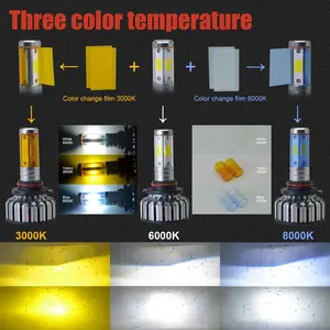 Yeni V18 Led oto lambaları farlar üç renkli araba far için