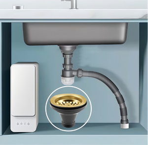 Kit <span class=keywords><strong>Scarico</strong></span> Lavello Cucina 4 Pollici in Acciaio Inox 304 Finitura Spazzolata Ecologico Anticorrosione Facile Installazione - Product Image 3