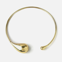 Collier ras du cou ouvert en cuivre plaqué or, asymétrique, en forme de goutte, tendance minimaliste, pour femme, vente en gros de bijoux