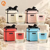 Bougie artisanale en cire de soja, parfum floral, double mèche, cylindre en verre transparent, 40-60 heures de combustion, décoration intérieure