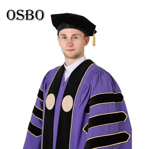 Robes de graduation doctorales de luxe en vente flash, robe de graduation de doctorat, capuchon et toque - Product Image 5