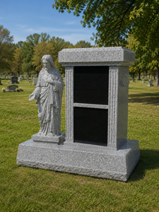 Pierre tombale en granit avec statue de Jésus, style européen traditionnel, monument funéraire - Product Image 2
