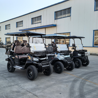 Voiturette de golf électrique tout-terrain 4 places (2+2 sièges) avec système multimédia central et caméra de recul pour le parc