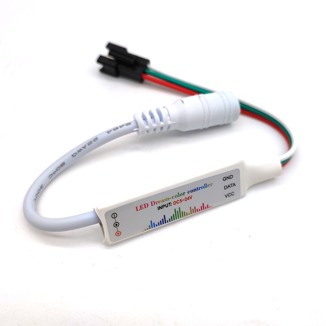 DC5-24V Mini RGB Dream Color Changing LED Controller WS2811 WS2812B Pixel Strip Light with Remote Mini Dimmer for DC Connector
