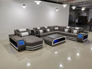 Ensemble de canapé moderne en cuir véritable pour le salon avec USB Music Speaker Convertible & Extensible-pour l'école, le parc et l'<span class=keywords><strong>atelier</strong></span> - Product Image 6