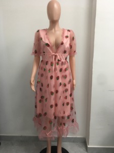 Abiti da donna Sehe Fashion in rete rigida con paillettes a quattro colori a forma di fragola, leggermente attillati - Product Image 6