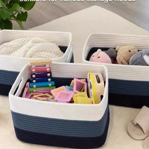 Nouveau coton corde panier de rangement maison chambre armoire vêtements encombrement panier de rangement tissé à la main grand panier de rangement - Product Image 6