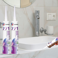 Mastic silicone neutre transparent imperméable pour cuisine et salle de bain, douche et lavabo – Adhésif et scellant anti-rétrécissement pour usage construction
