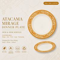 Assiette de présentation en mélamine OEM ODM pour café, boulangerie, dessert, mariage, banquet, comptoir, empilable et durable